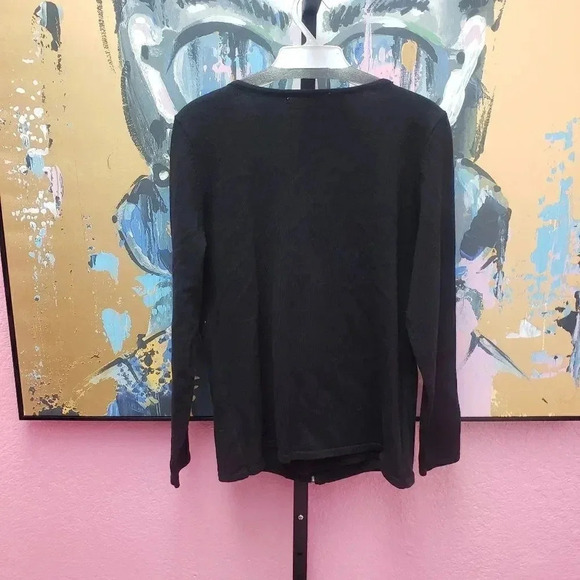 Belldini Black Rhinestone Embellished Zip front Cardigan and Tank - Picture 2 of 7